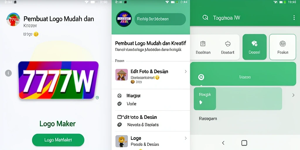 Tampilan antarmuka aplikasi 7777W untuk membuat logo.