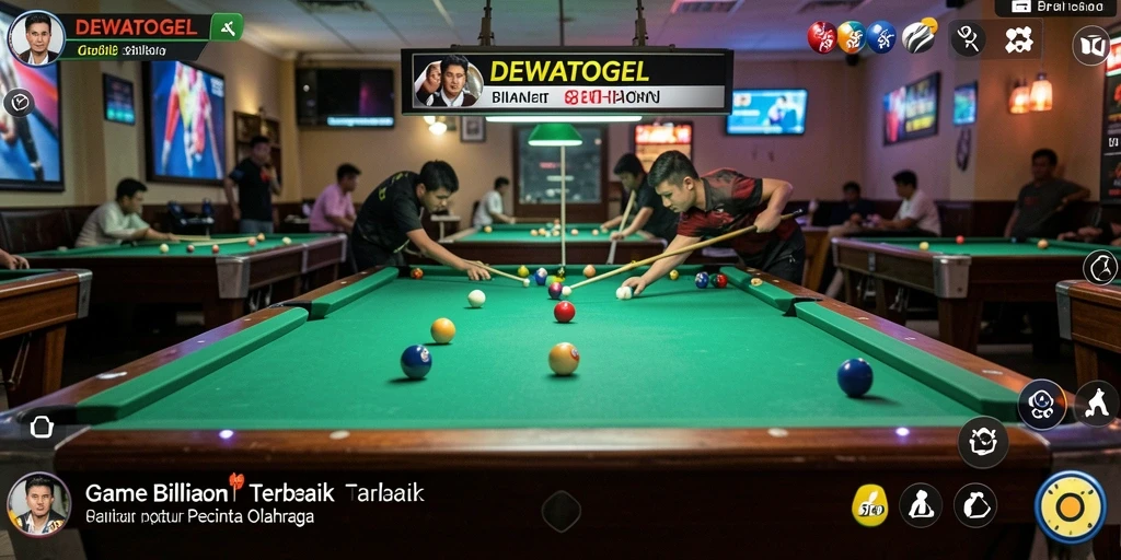 Tampilan antarmuka DEWATOGEL dengan grafik billiard yang menarik.
