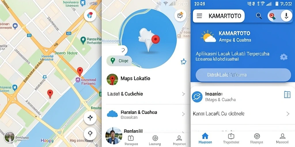 Antarmuka utama KAMARTOTO menampilkan peta dan fungsi pelacakan lokasi.