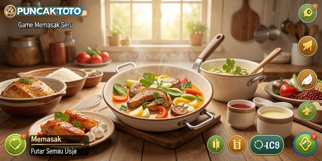 Tampilan antarmuka PUNCAKTOTO yang menarik dan penuh warna saat memasak.
