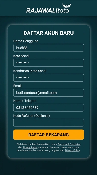 Daftar Akun Baru Rajawalitoto untuk Pengguna Android